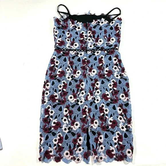 Adelyn Rae Harlow Lace Sheath Dress Blue And Wine - Picture 3 of 8